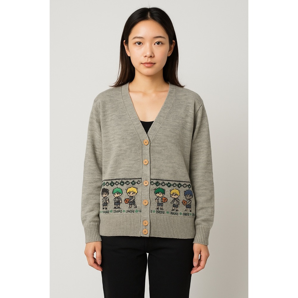 Earth Music & Ecology Gray Cardigan‎ Sweater Anime Graphic Schoolgirl Japan M